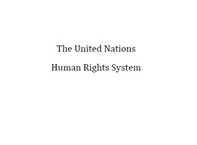 The United Nations Human Rights System (Unknown)