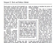 Transnational advocacy networks in international and regional politics (Margaret E Keck and Kathryn Sikkin)