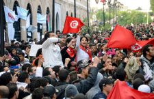 File photo taken in January 2011 shows Tunisian citizens filling the plaza in front of the prime minister's office in Tunis to protest against the regime of President Zine El Abidine Ben Ali. The Nobel Committee said Oct. 9, 2015, that the Nobel Peace Prize for 2015 has been awarded to the Tunisian National Dialogue Quartet "for its decisive contribution to the building of a pluralistic democracy in Tunisia in the wake of the Jasmine Revolution of 2011." (Kyodo)
==Kyodo